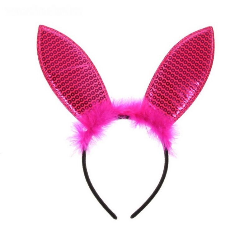 карнавальный ободок ушки зайчика, розовый.