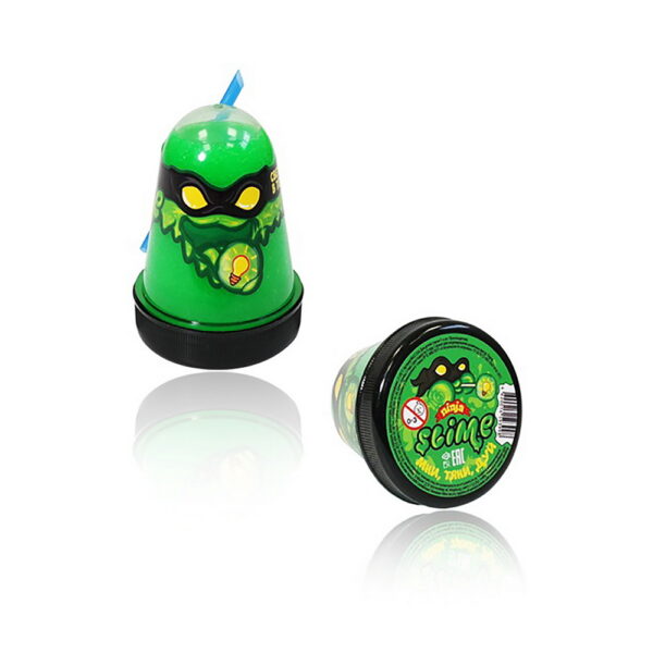 лизун "slime "ninja" светится в темноте, зеленый, 130 г.