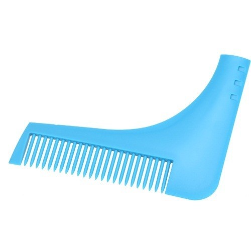 расческа - шаблон для бритья бороды, синяя.